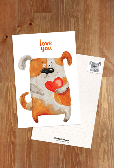 Pinted dog with a heart