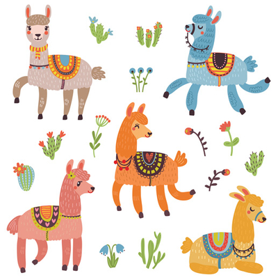 Colorful lamas