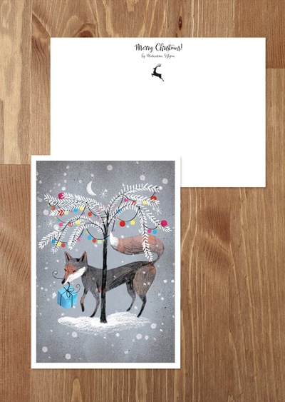 Marianna Sztyma - Christmas fox with gift