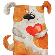 Pinted dog with a heart
