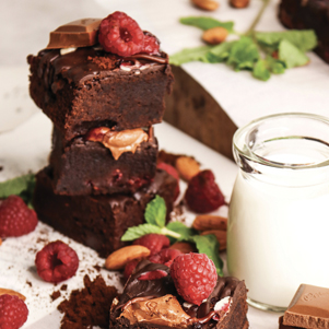 Brownie with Raspberries